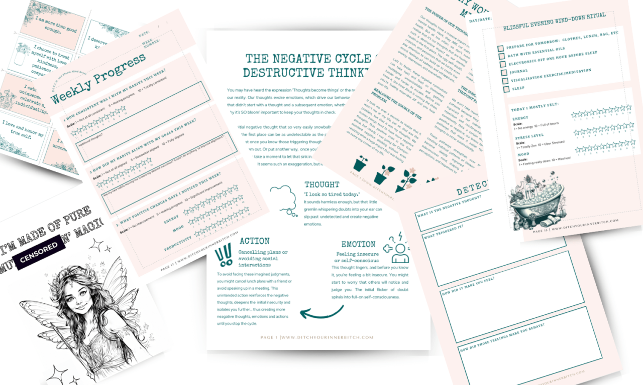 DITCH and Bloom Mind Reset Toolkit Wander Well - Ditch Your Inner Bitch